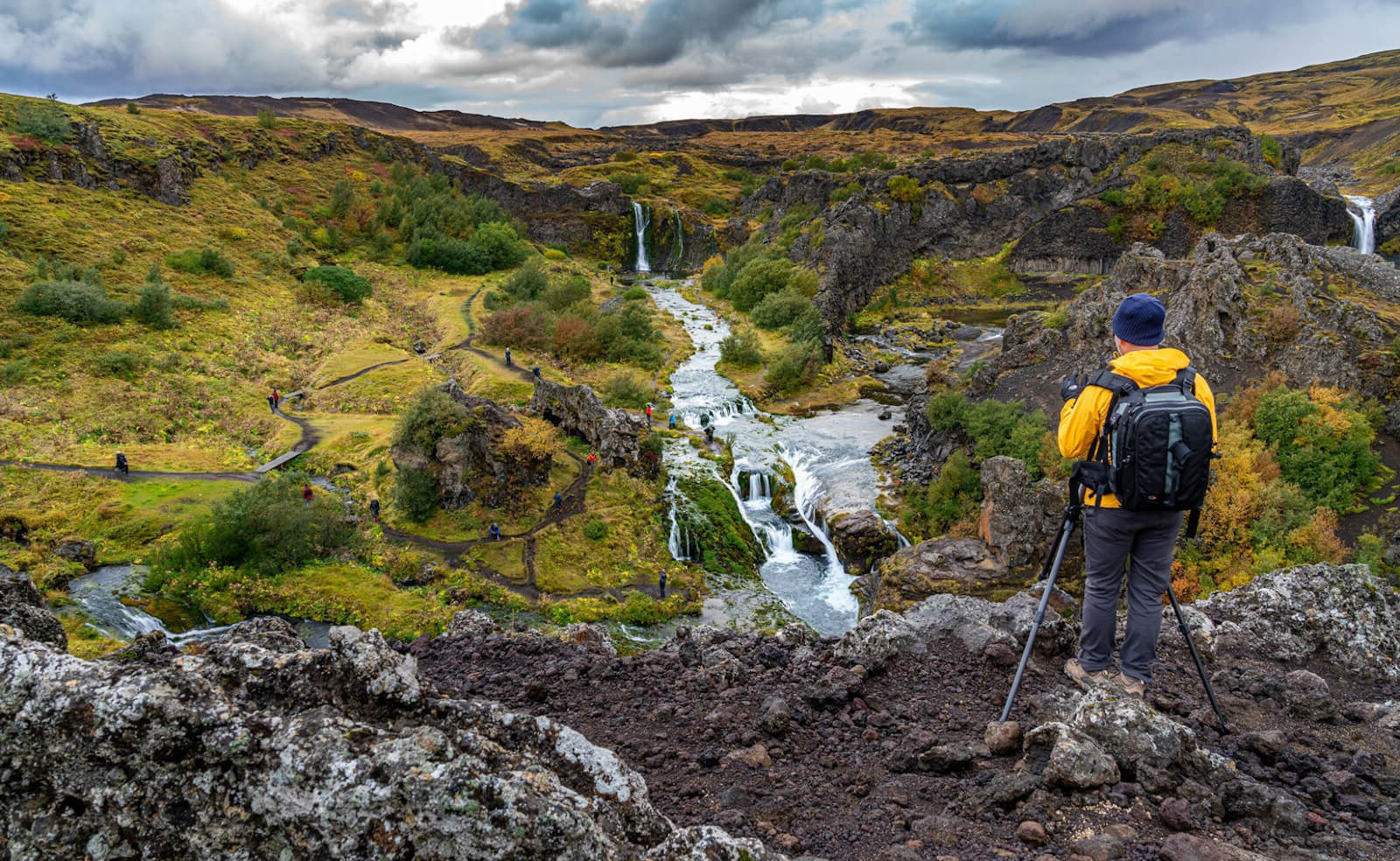 This photo at Gjain, one of the most magical spots in Iceland, shows how to gain perspective but also how photographers spread out to discover totally different perspectives and tell different stories at the same location.
