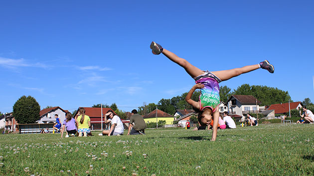 Girl doing a flip at ADRA Croatia Summer Games