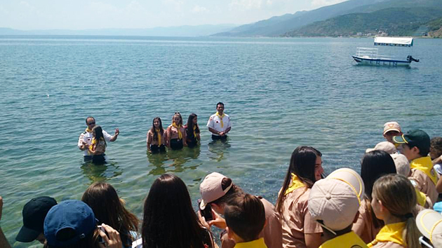Euxhenia and sister get baptised, Albania