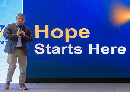 Vyacheslav Demyan, President, Hope Channel International, Inc. (HC), giving closing remarks. Hope Channel Network Leadership Conference (NLC) 2025, DoubleTree by Hilton, Dubai, United Arab Emirates (UAE), April 25-30, 2025. Camera date: Wednesday, April 30, 2025 15:05.