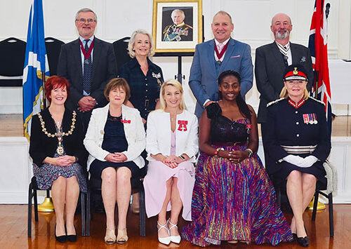 Audrey Mutongi-Darko, front row, second from right, received the British Empire Medal (BEM) on 23 May for her outstanding work supporting older people experiencing loneliness and isolation in Glasgow.