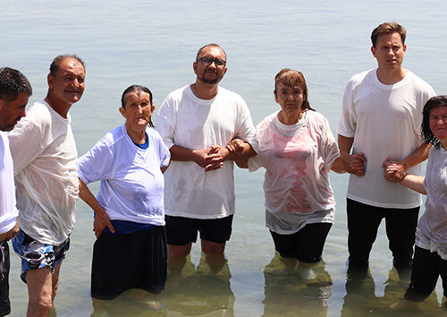 5 people baptised in Lake Pogradec, Albania, July 2025