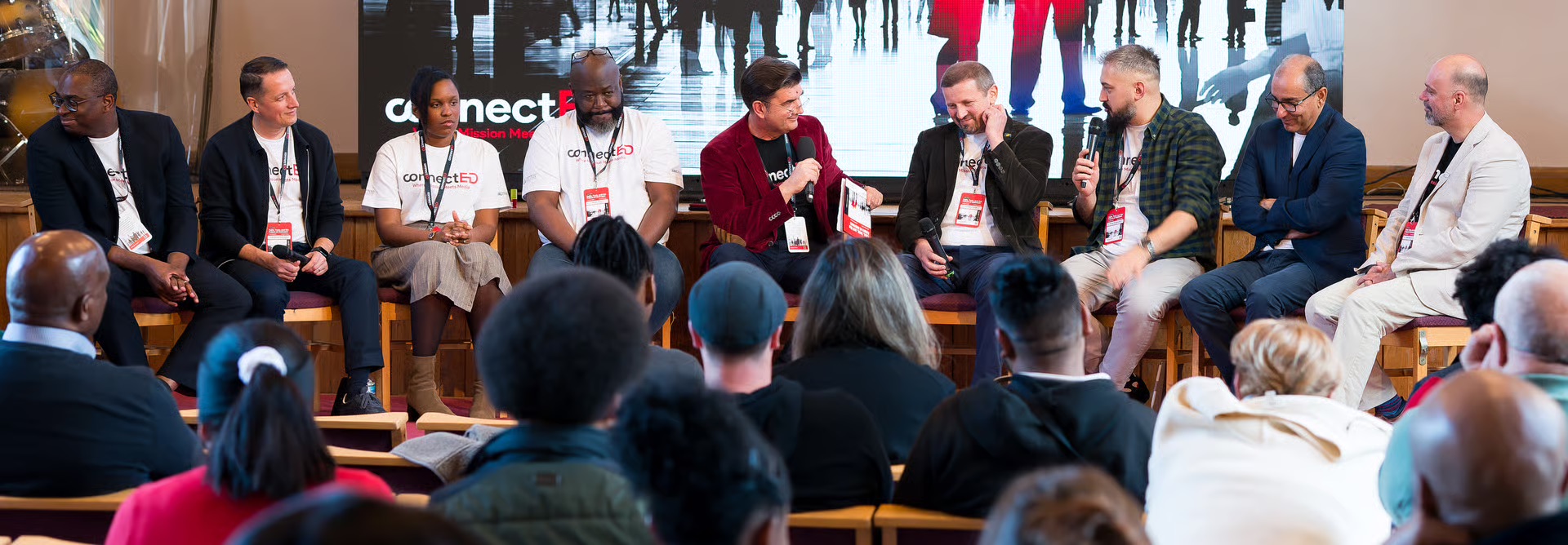 Presenters take part in the closing panel discussion at ConnectED25, responding to audience questions on challenges and opportunities in digital outreach