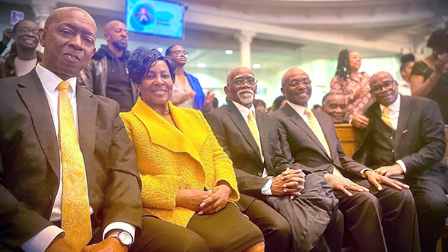 From left to right: Brian Ferguson, Stephanie Ferguson, Alric Williams, Dr Errol Lawrence, Tommy Williams and Murray Fuller