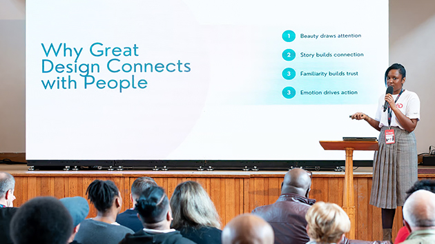 Eunice Alves, Product Designer at BT, demonstrates creative design principles in her workshop “Maximising Your Canva Skills for Digital Outreach"