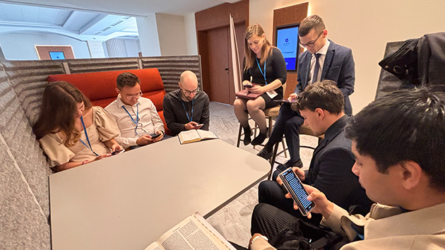 On Sabbath morning, some participants gathered for Sabbath School at GAiN Europe, studying the book of Joshua together