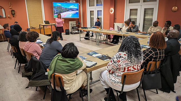 Sylvia Mendez, Trans-European Division Director for Evangelism and Church Growth, leads a workshop session during ACTS training