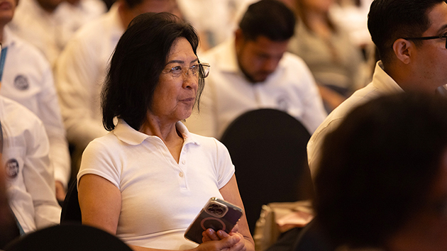 Gladiola de Bouchot, from the Chiapas Mexican Union, listens attentively during the devotional message on integration