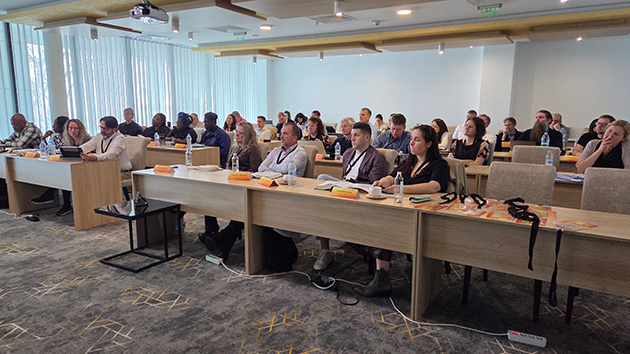 Participants listen during a workshop in Varna, Bulgaria