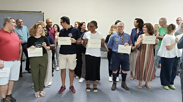 Participants work together in small groups during the Disaster Ready Churches training in Lisbon, Portugal