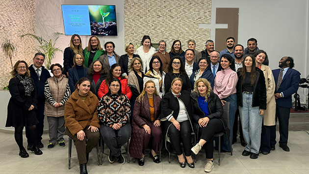 Attendees of the Leadership Growth Conference gather for a group photo at Tirana Central Seventh-day Adventist Church in Tirana, Albania