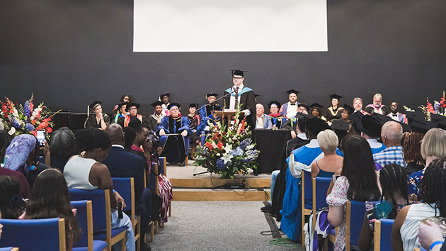 BA (Hons) in Biblical & Pastoral Studies graduate Alastair Boyd delivers the student response on behalf of the graduating Class of 2026