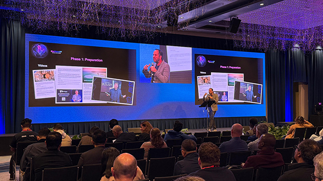 Delmar Reis, Albanian Mission (AM) President, presents the AM's OneVoice27 evangelism strategy at GAiN Global in Auckland, New Zealand