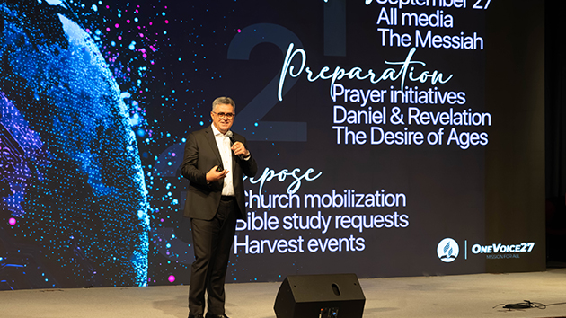 General Conference President, Erton Köhler, speaks during the opening session of the Creator Summit on July 20, 2026. He challenged participants to help shape OneVoice27 through its three guiding principles—Project, Preparation, and Purpose