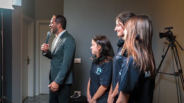 Delmar Reis introduces members of the HopeMedia Albania volunteer media team
