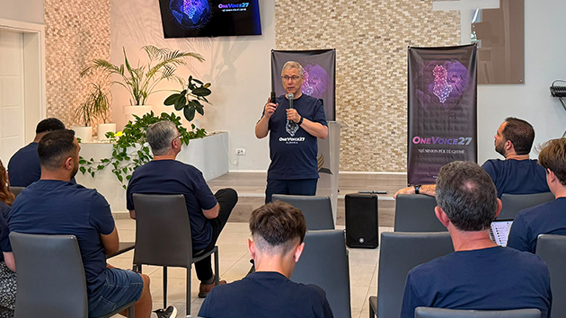 Richard E. McEdward speaks about the OneVoice27 initiative at the Tirana Central Seventh-day Adventist Church in Tirana, Albania