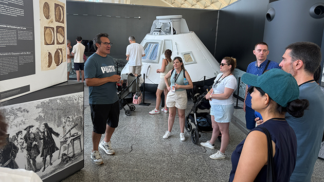 Participants visit a science exhibition during the Faith and Science Conference in Sagunto, Spain, from 10 to 13 August