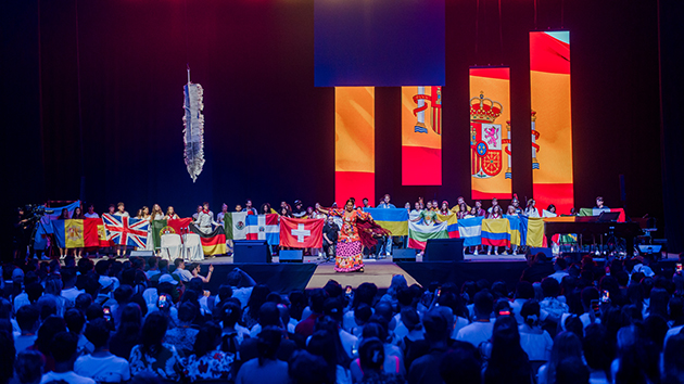 A presentation celebrating Spanish culture and heritage during the opening ceremony of AYC26