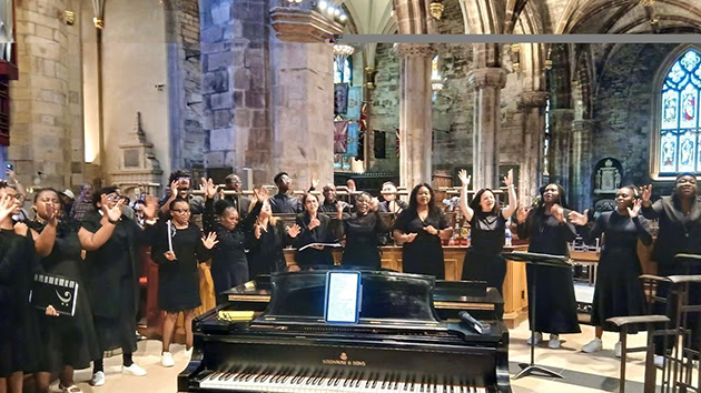 Photo of the Glasgow Adventist Gospel Choir singing