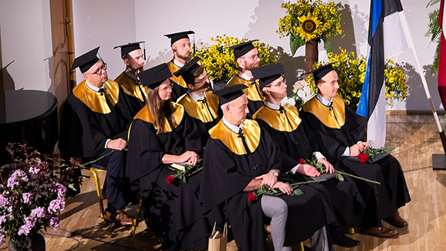 The nine graduates during the awards ceremony