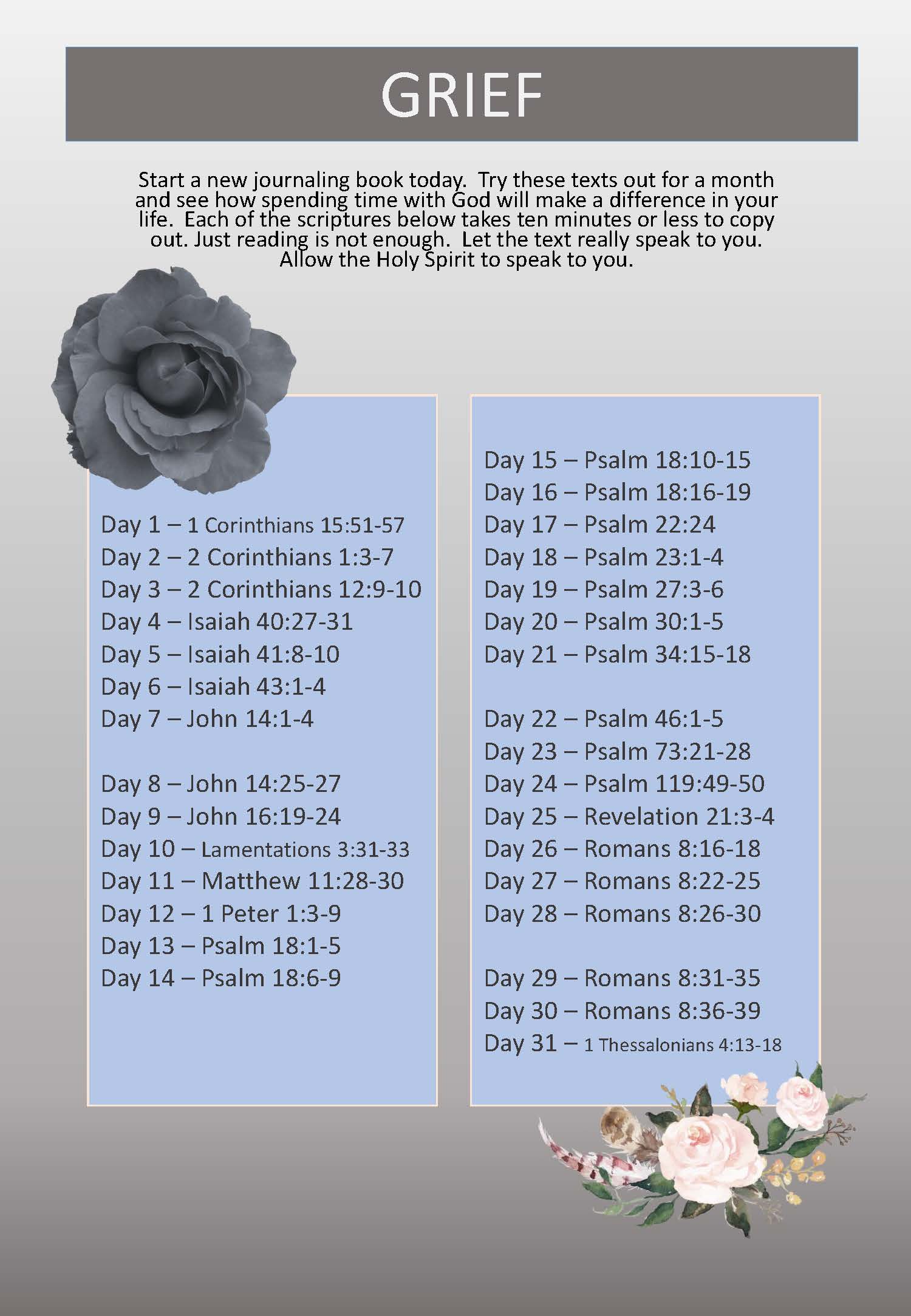 Scripture Writing plan GRIEF