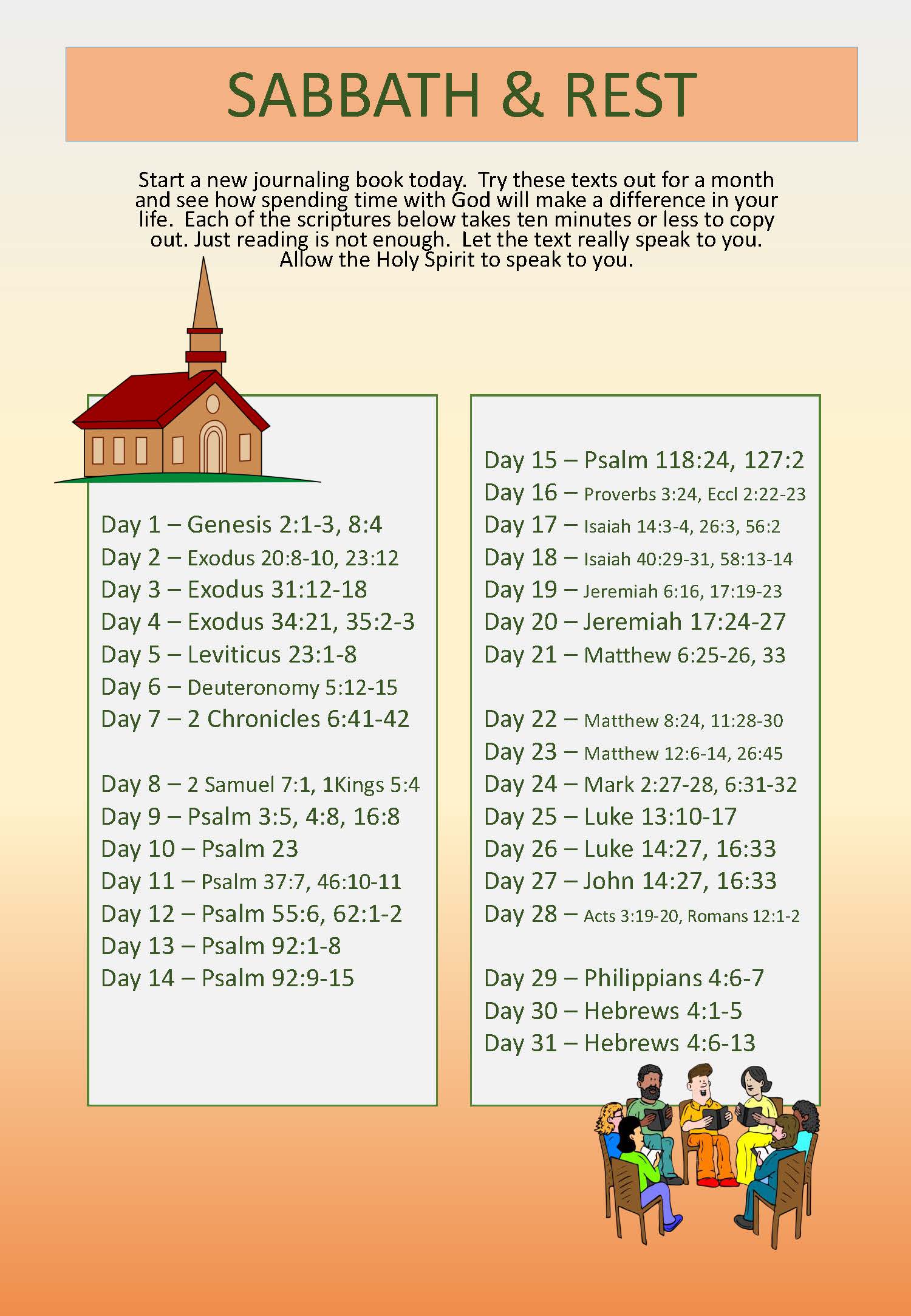 Scripture Writing plan SABBATH and REST