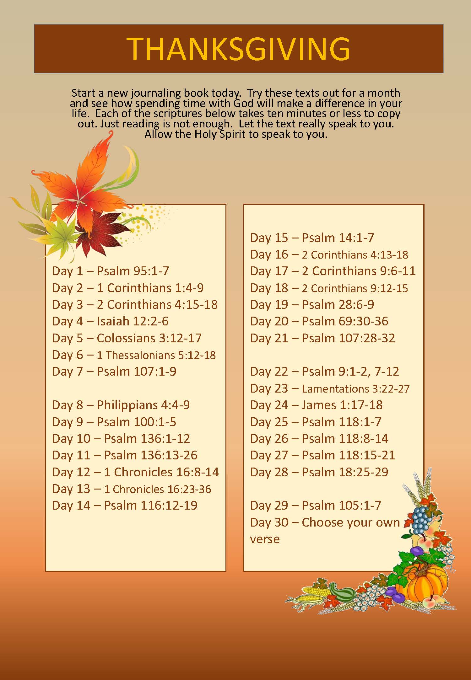 Scripture Writing plan THANKSGIVING