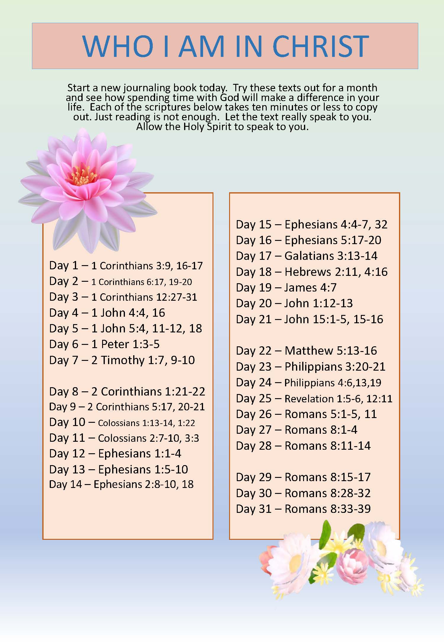 Scripture Writing plan WHO I AM IN CHRIST